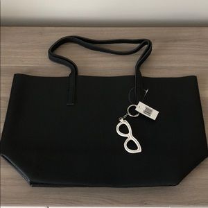 New w/tags black leather tote by Solstice